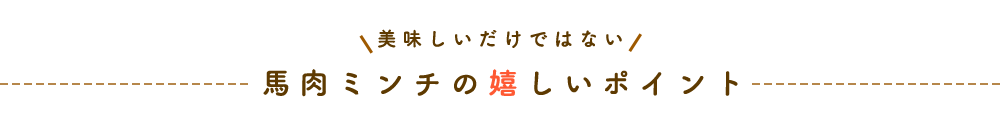 馬肉ミンチの嬉しいポイント