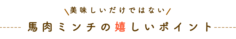 馬肉ミンチの嬉しいポイント